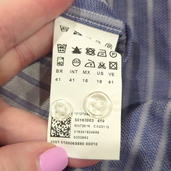 Hugo Boss Light gray and purple striped top with chevrons regular fit - Picture 7 of 8